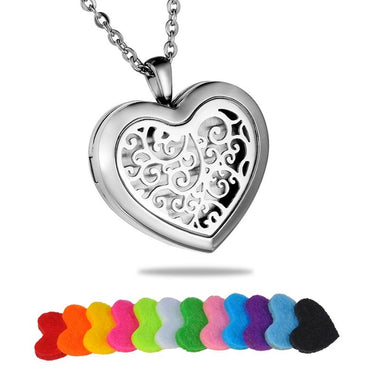Silver Heart Locket Aromatherapy Pendant Necklace